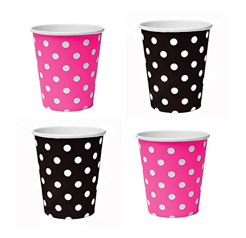 BlueBD Lot de 100 gobelets jetables en Carton à Pois 200 ML Noir