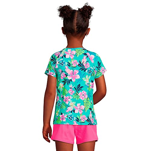 Lands' End G SS Crewneck Rash Guard Jewel Green Tropic Print Kids Medium2