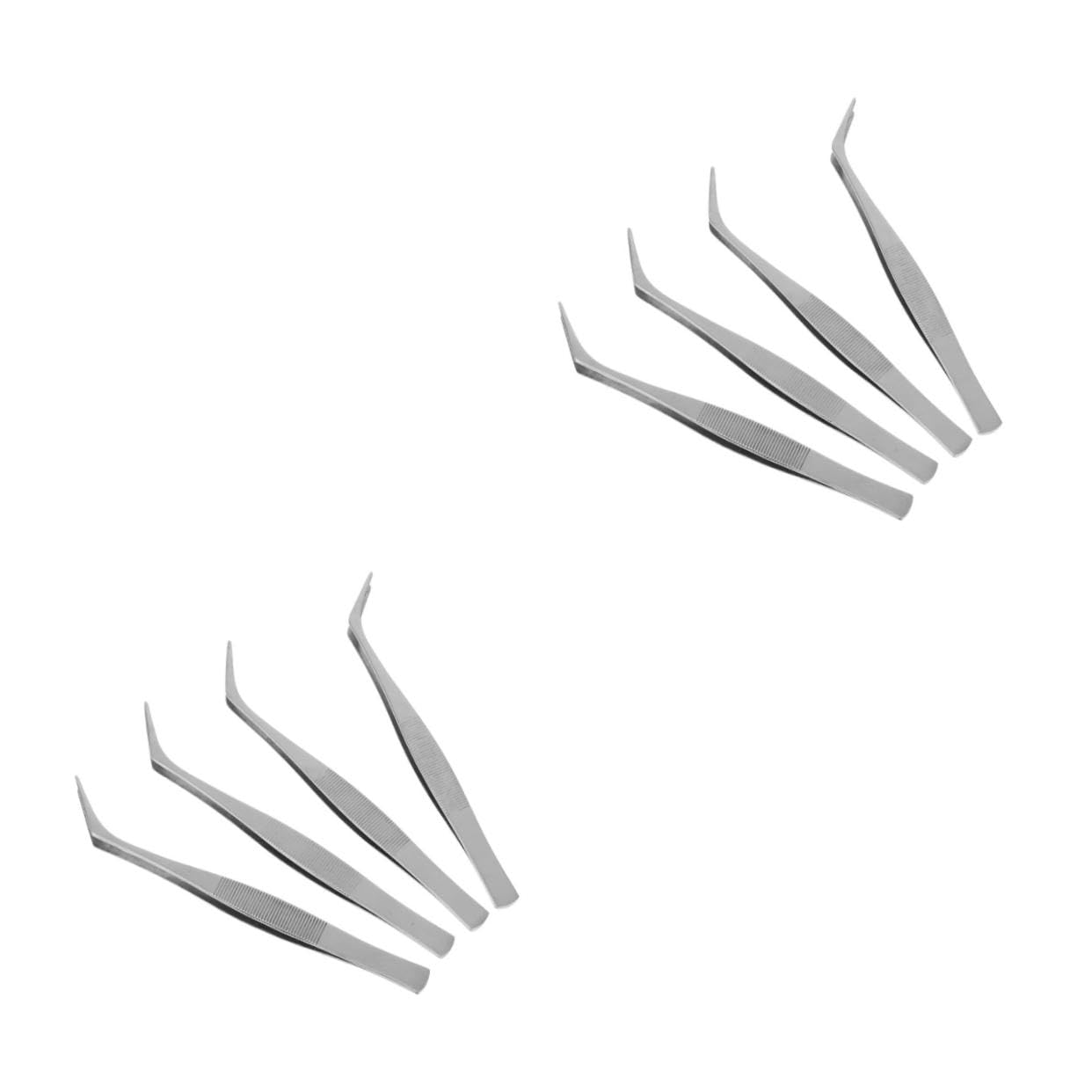 Mipcase 2sets 4cm Precision Tweezers Set of Curved Tip Industrial Grade Anti-static Tweezers for Lab Electronics and Precision Work 4pcs*2