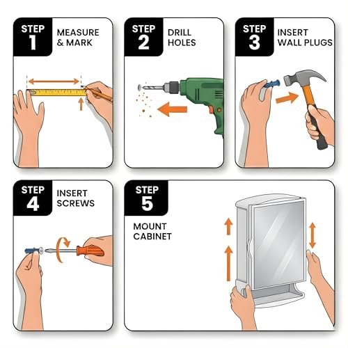 Image of GLOXY Premium ABS White Bathroom Cabinet with Mirror - 6in1 Multipurpose Washroom Cabinet Storage to Keep Toiletries Well Organised -Smart Ultra Clear Wall Mount Mirror Box for Bathroom
