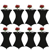 LOKUME 8 Packs Cocktail Spandex Stretch Square Corners Tablecloth,32" x 43" Black Spandex Cocktai...
