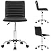 Homall Modern Adjustable Low Back Armless Ribbed Task Chair Office Chair Desk Chair, Vanity Chair Swivel Rolling Leather Computer Chairs Conference Chair (Black)