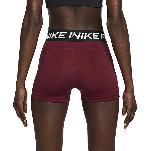 Nike Pro Women's 3" Shorts (Large, Dark Beetroot/Black/White)3