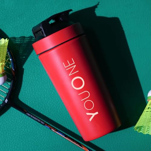 Image of YOUONE Stainless Steel Shaker Bottles For Gym - 100% Leakproof Guarantee, Ideal For Protein, Pre Workout, Bcaas & Water Bpa Free Material (Red)