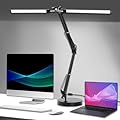 Danlinlee Double Swing Arm Bright LED Desk Light Adjustable Foldable Desk Lamp for Home Office, 3 Colors Lighting & Stepless Dimming Dimmable Table Desk Light for Work/Study/Craft