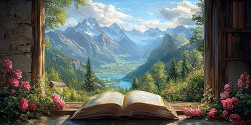 Kits Diamond Painting 5D Montagne du livre pour Décoration Murale Maison