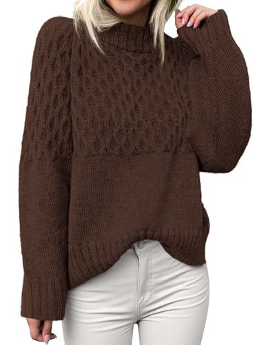 PRETTYGARDEN Oversized Sweaters for Women 2025 Fall Cute Cable Knit Long Sleeve Crewneck Chunky Pullover Tops Winter Clothing