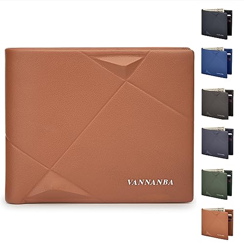 VANNANBA Bifold Front Pocket Wallets with Gift Box,Slim Minimalist Leather Card Wallet for Men,Brown