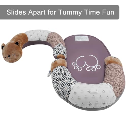 Image of Lovvie & Joy 2-in-1 Tummy Time Mat & Seated Support Pillow,Baby Tummy Time Pillow Support for Newborns and Older Babies,with Detachable Support Pillow and Toys Bear