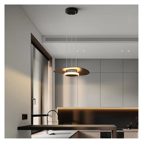 Lustre ovni moderne noir à éclairage led circulaire réglable pour salon