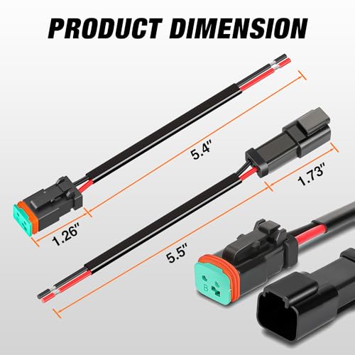 Image of Nilight 2 Pin DT Connectors 16AWG 6 Kits Male&Female Electrical Connector