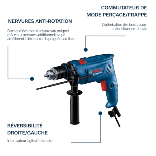 Perceuse À Percussion Électrique BOSCH 06011A0320 – 600 W, Perçage 13 mm dans le Béton - vue 4