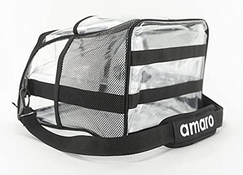 Amaro Delux 0.5Mm Clear Lunch Bag For Adult V2 With Removable Insert - Black Trim(Xl) #TOP6