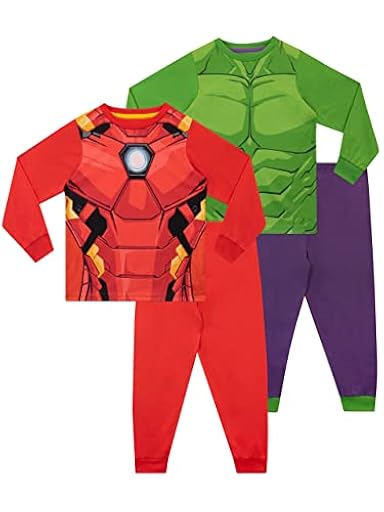 Marvel Pijama Niño | Hulk & Iron Man Pijama Infantil | Pijamas Avengers para Ninos | Paquete de 2 Multicolor 5-6 Años | Ya disponible en tu tienda friki favorita! En mundofriki.es!