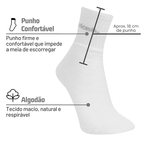 Kit 10 Pares Meias Cano Curto Mash | 10 Branco | 39-43 |