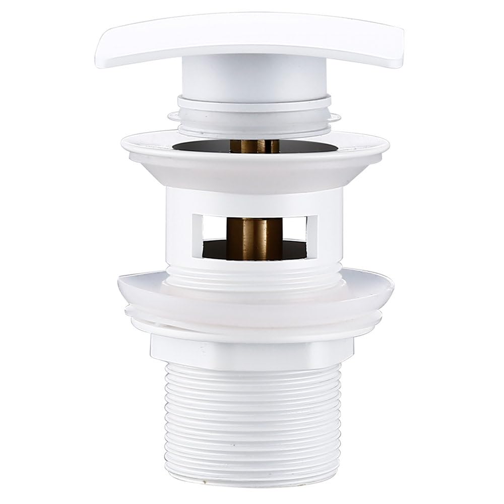 Tapón de desagüe emergente ranurado para Lavabo, de latón, para Cocina y baño, Color Blanco.
