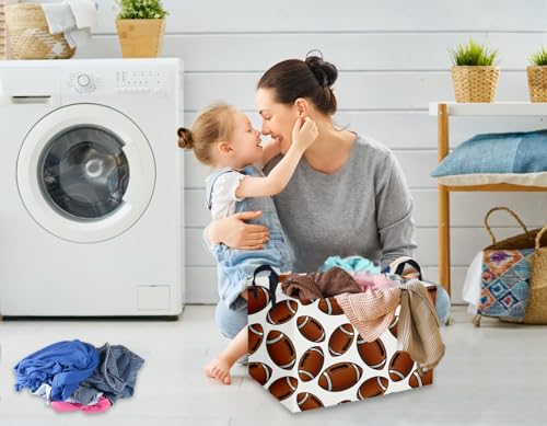 Image of Rectangular Football Baskets Kids Storage Bins Baby Boy Basket Kids Toy Storage Bin Organizer Box Football Room Decor for Home(Football Basket)