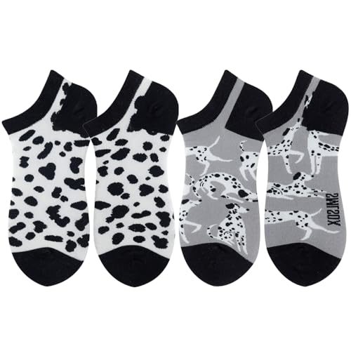 Image of 2 Pairs Funny Cartoon Animal Print Cotton Ankle Socks for Women Teens
