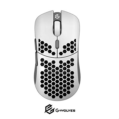 G-Wolves Hati HT-M 3360 Ultra Lightweight Honeycomb Shell Wired Gaming Mouse up to 12000 cpi - 6 Buttons - 2.18 oz (61g) (Glossy White)