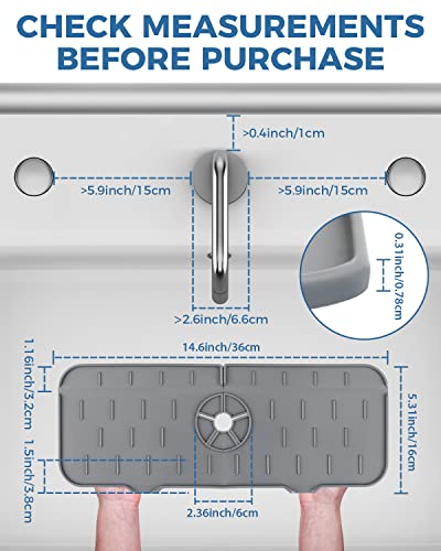 Faucet Splash Guard - Silicone Faucet Handle Drip Catcher Tray, Kitchen Guard Silicone Sink Faucet Mat, Sink Splash Guard Behind Faucet, Kitchen Sink Accessories, Kitchen Gadgets for Kitchen Counter - Thumbnail 2