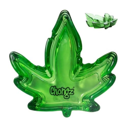 Chongz Glass Astray Home Pub Ashtray Leaf Shape Cigarette Outdoor Indoor Astray Green