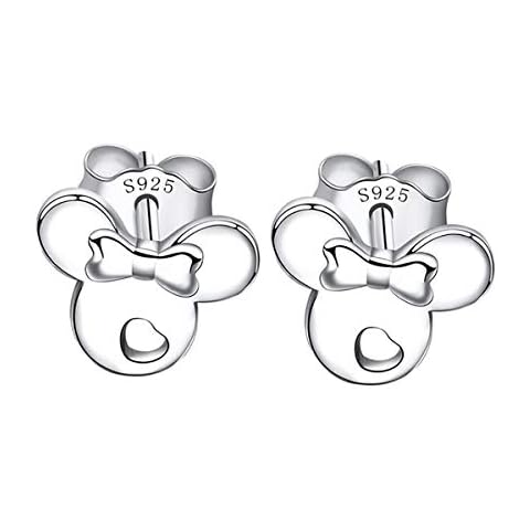 Kaguyo 925 sterling silver hollow Mickey Mouse earrings .for women girls .(s1480) (Silver) Cover