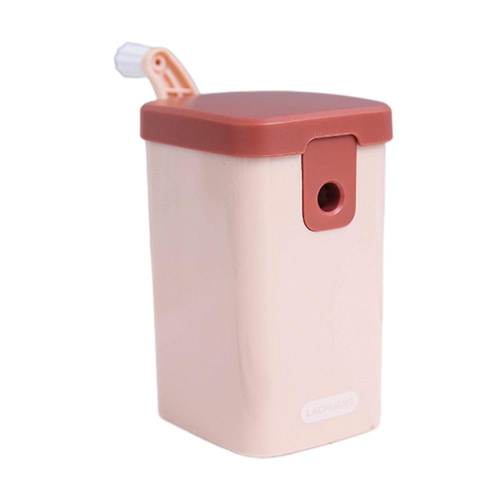 IMUU 1Pcs Simple Design Pencil Sharpeners Plastic Material Creative Portable Pencil Sharpener Machine Handheld School Stationery Office Students Supplies (Red)