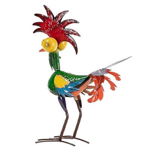 Alpine Corporation MZP388 18 Inch Tall Indoor/Outdoor Wacky Metal Rooster Yard Statue Decoration thumb #4