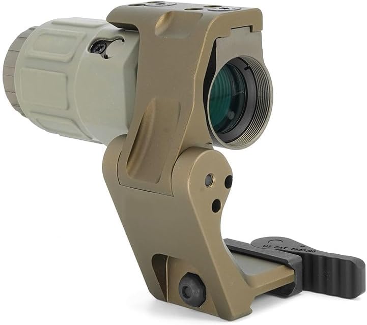G33/G43/G45 3X/5X Riflescope Magnifier, Holographic Sight, 3x/5X Mirror Magnifying Glass, Side Foldable Flip Adjustment, with Switch to Side Quick Detachable QD Mount