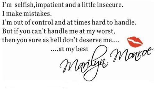 WOWStickers I Am Selfish-Marilyn Monroe Famous Quote Wall Sticker Paper Vinyl Art Decal