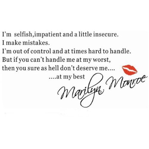 Wowstickers I Am Selfish-Marilyn Monroe Famous Quote Wall Sticker Paper Vinyl Art Decal #TOP5