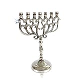 India Overseas Trading Corporation Solid Aluminum Israel Menorah Candle Holder 7 Branch Jerusalem Temple Jewish Candle Holder Holy Land Gift (9