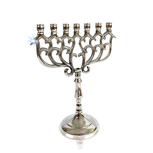 Solid Aluminum Israel Menorah Candle Holder 7 Branch Jerusalem Temple Jewish Candle Holder Holy Land Gift (9