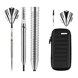 Champify NEU 23g 90% Tungsten Darts Set “Blizzard” mit schwarzer Darttasche| 3 Steeldarts mit 9 Schäften & 9 Flights | Dart Set mit Zubehör | Dartpfeile mit Metallspitze