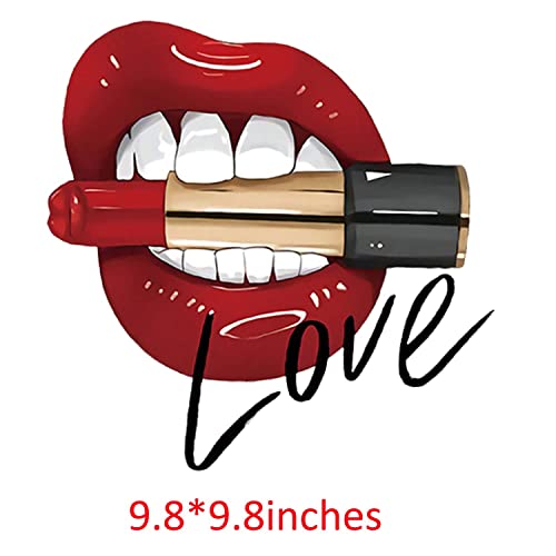 Lip Iron On Transfer For Clothing 3 Pcs Large Size Red Lip Valentines Iron On Patches Sticker T-Shirt Patches For Clothes Sexy Lips Heat Transfer For Washable Applique Clothing Decorations #TOP1