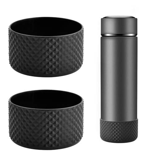 YILANJIN Tumbler Bottom Protector, 2 Pezzi Riutilizzabile Antiscivolo Bottiglia di Vetro Sottobicchiere Guaina, Multiuso Copertura Protettiva per Tazza, Bottiglia di Acqua Custodia per Tazza (Nero)