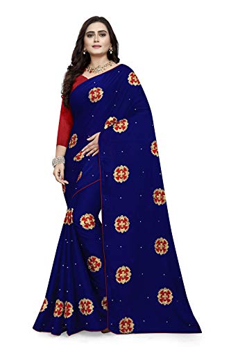 Sari azul para mujer con perlas ideal para bodas y galas internacionales