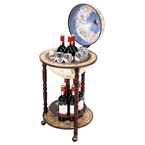 Costway Globe Wine Bar Cabinet, Italian Replica Bar Cart With Wheels And Liquor Bottle Shelf, Solid Wood Wine Bar Stand For Home, Kitchen, Bar, Pub (Cream White) #TOP19