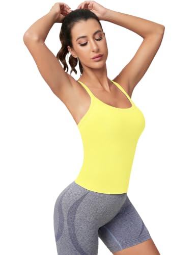 Image of MathCat Racerback Tank Tops Workout Tops for Women | Built in Bra, Y Back Camisole, Seamless, Lightweight, Stretch, Mesh Vents, Light Support, Sleeveless, Yoga, Athletic