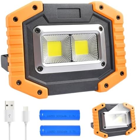 Projecteur LED Rechargeable 99000 Lm - Portée 500 M - IP44 étanche - 4 Modes - Batterie 1200 MAh - Noir