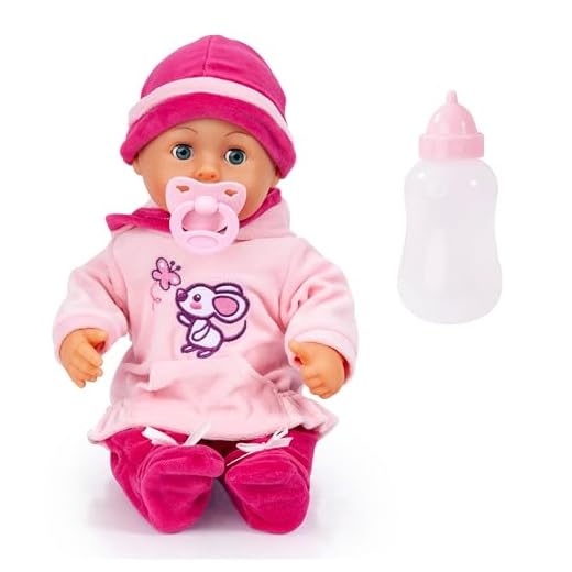 Bayer Design 93824BD First Words babydocka, mjuk kropp, pratar, napp, flaska