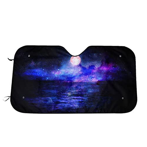 MEMOPJIAJIA Pare-Brise-Soleil Pare Soleil Voiture Brise Avant 130x70 cm Protection Parebrise Couverture Pare-Soleils Intérieur Anti UV Universelle Soleils pour Pare-Brise Voiture, Bleu Cover