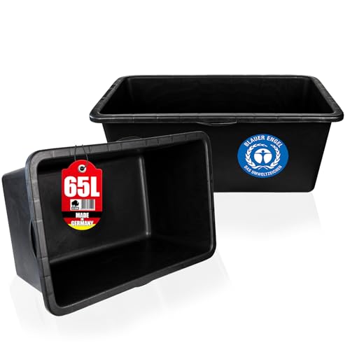 BigDean Mörtelkasten 65 Liter Eckig Miniteich Baueimer - 75 x 40 x 30 cm - Speiswanne Zementwanne Mörtelwanne - Made in Germany - Blauer...
