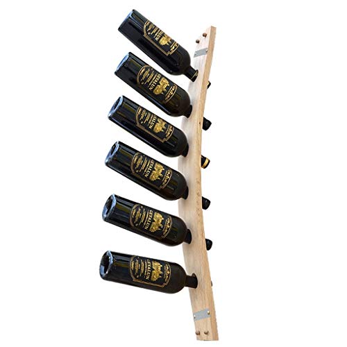 Soporte para 6 botellas de vino de madera montado en pared