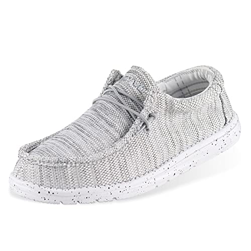 ASITVO Men's Wide Loafers & Slip-ons Casual Slip on Walking Shoes Width Toe Box Size 10.5 Breathable Lightweight Non Slip Boat Shoes White Grey 44 by ASITVO - Used condition - US$34.07
