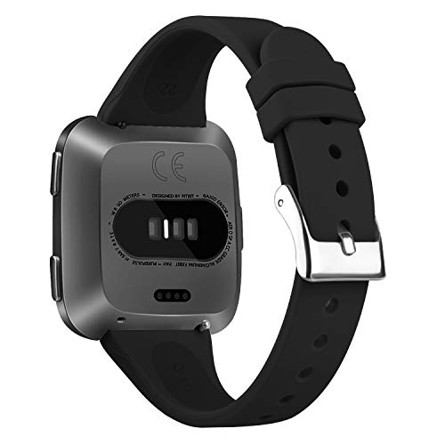 Tobfit Pack 3 Slim Bands Compatible with Fitbit Versa 2 Bands/Versa/Versa Lite/SE, Silicone Replacement Smartwatch Wristband for Women Men, Small, Black/Gray/Pink Sand by Tobfit - Image 5
