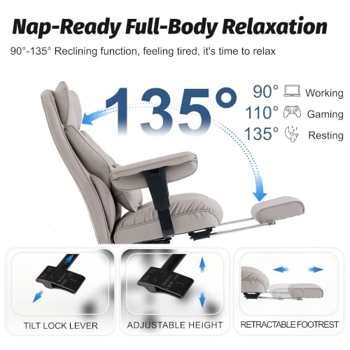 Image of Efomao Executive Office Chair 400lbs,Grey Big and Tall Desk Chair