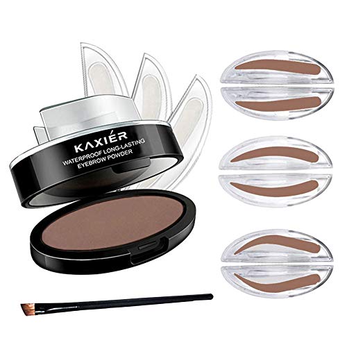 GL-Turelifes Eyebrow Stamp Powder Perfect Eyebrow Power Three Seals Nature Eye Brow Powder with Brush Eyes Makeup Tool (Light Brown)