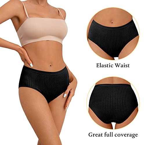 Deangelmon Women's Cotton Brief Underwear Comfort Panties Mid Waist Stretch Full Breathable Multi-Packs Plus Size (6P3,L) #TOP2