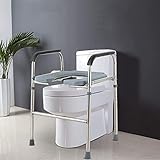 NXM Elevador WC con Reposabrazos Abatibles Asiento con Asas Plegables para Adultos Alzador De Portátil Peso Conteras Antideslizantes Soportado 136 Kilogramos